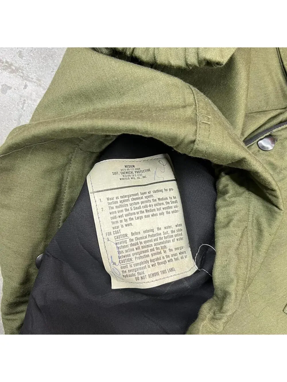 vintage us military chemical protective suit olive bomber jacket size medium